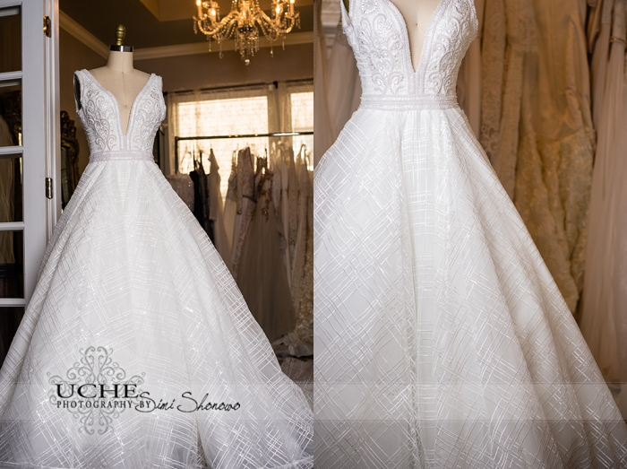 09_ballgown addition to A.Cherie couture custom wedding dress samples shown in the studio and a little closer to see the waistline and material details