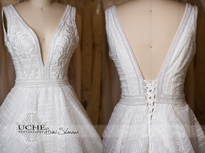 13_ballgown addition to A.Cherie couture custom wedding dress samples showing the front and back of the bodice