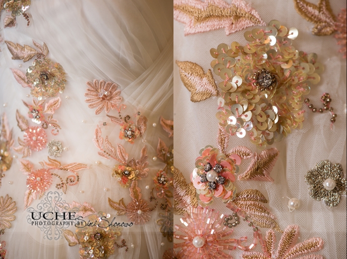 17_A.Cherie couture custom aline wedding dress photos showing the details of the dress around the rouching and even closer in to see the individual stitching and bead work