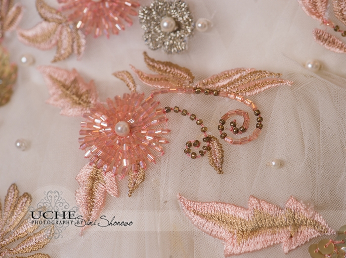 18_A.Cherie couture custom aline wedding dress photos showing the details of an individual beadind section to produce a flower on the dress
