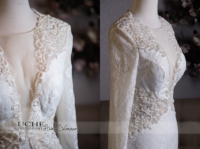 23_A.Cherie couture custom mermaid wedding dress showing the front and front-side beading and details on the dress